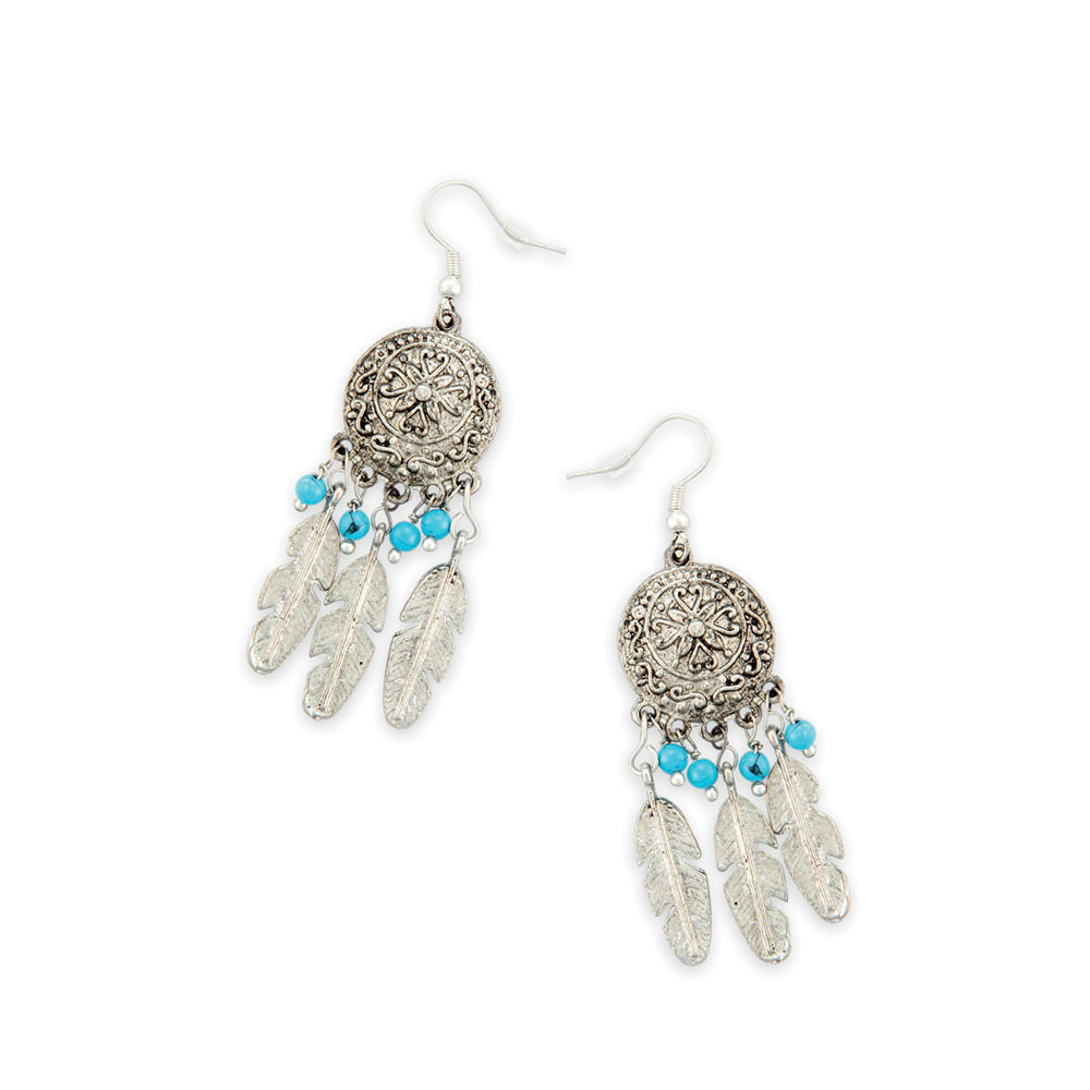 Wish Of Feathers Silver Earrings - Myra USA