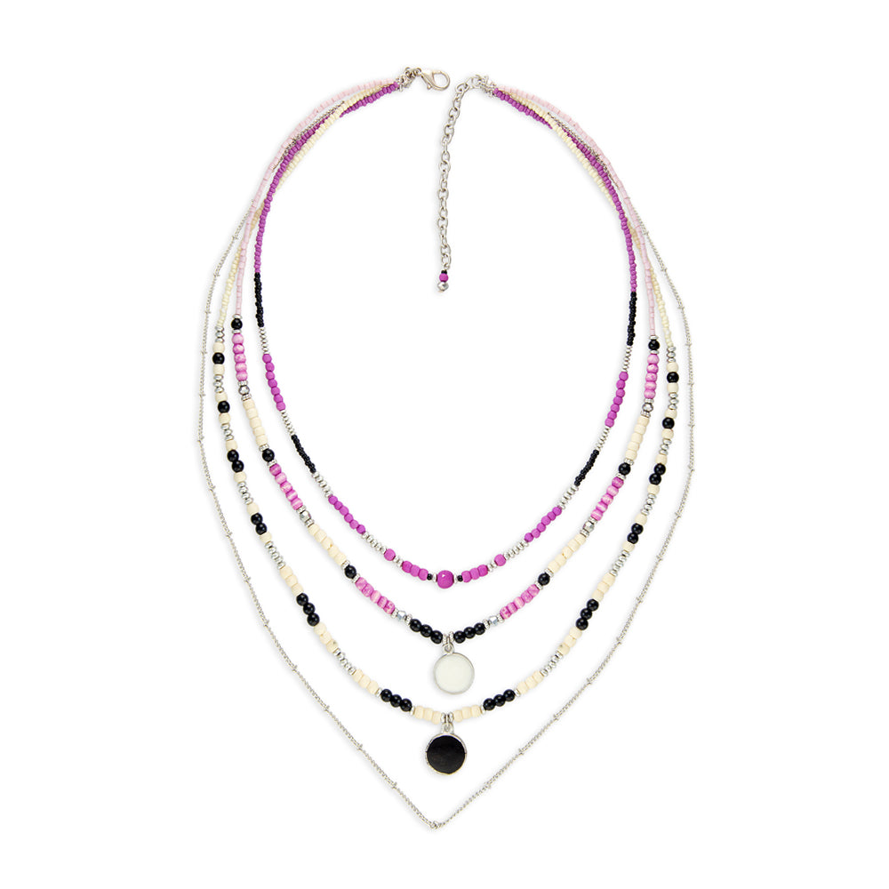 Merry Magenta Layered Necklace - Myra USA