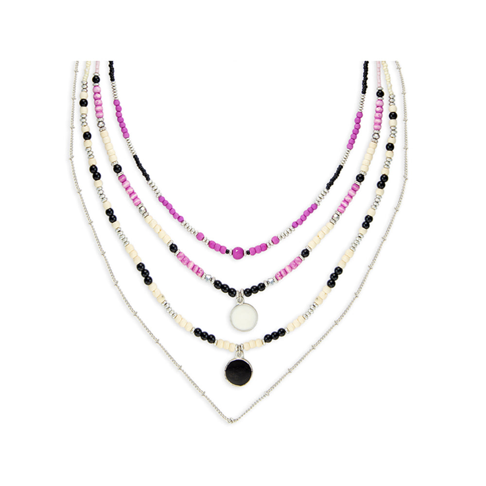 Merry Magenta Layered Necklace - Myra USA