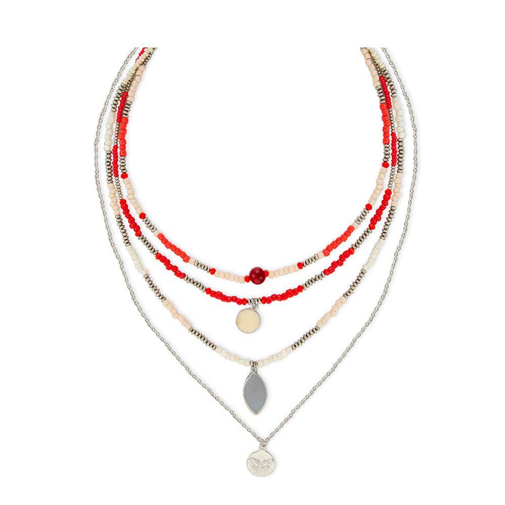 Red Delights & Dreams Tiered Necklace - Myra USA
