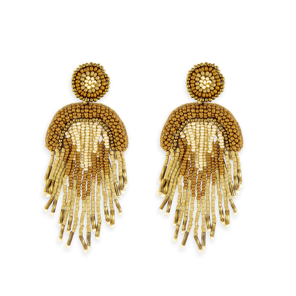 Folklore Embrace Beaded Earrings In Wheat - Myra USA