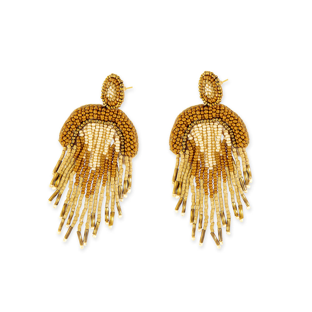 Folklore Embrace Beaded Earrings In Wheat - Myra USA