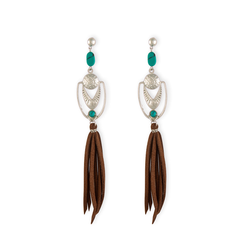 Phoenix Crest Tassled Earrings - Myra USA