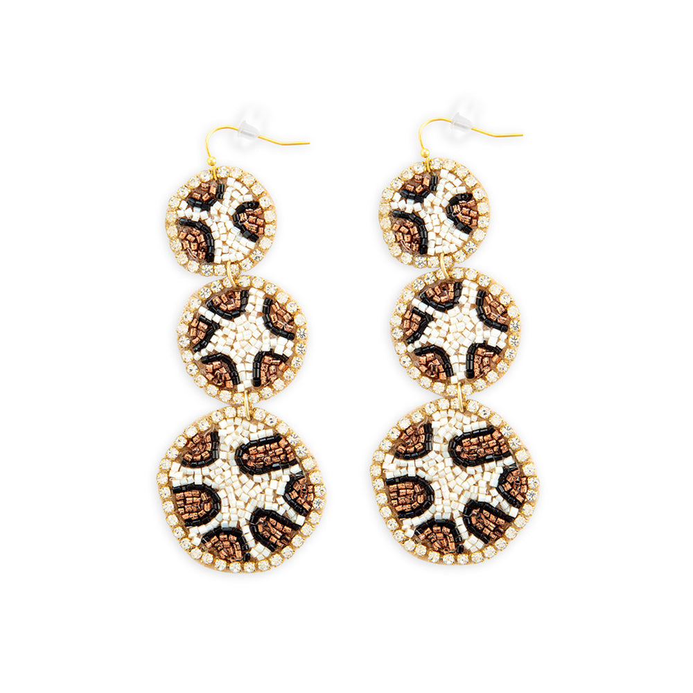 Crouching Leopard Beaded Earrings - Myra USA