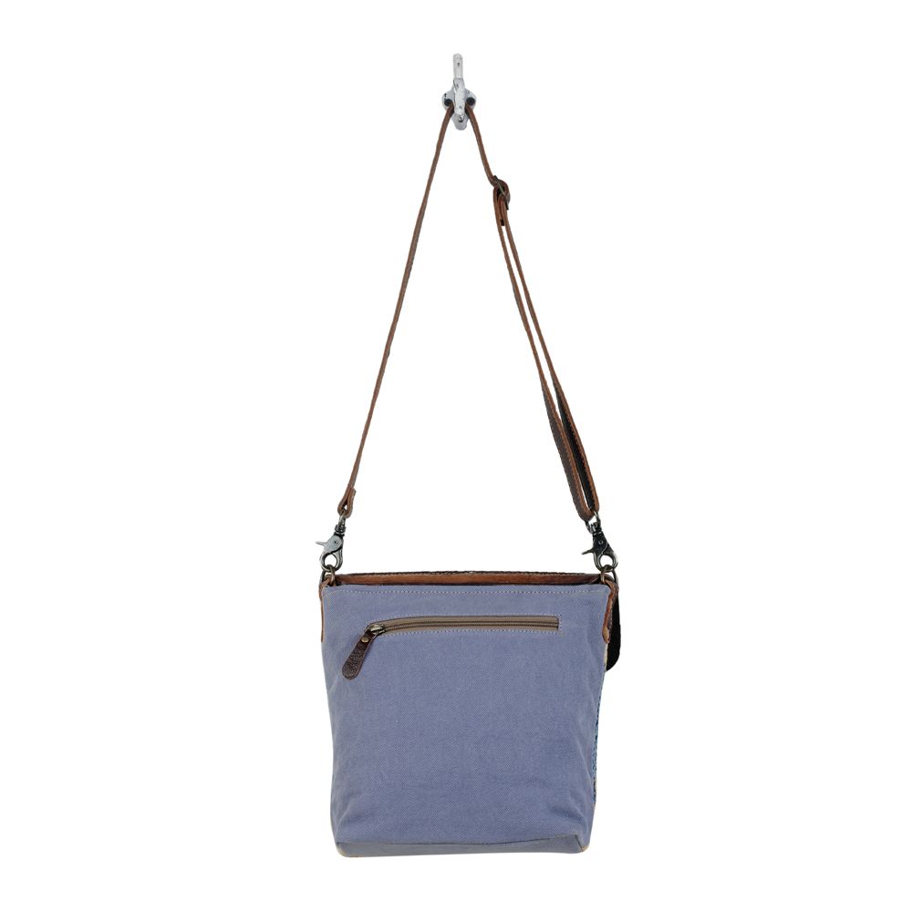 BLUE FEATHER HAND TOOLED BAG - Myra USA