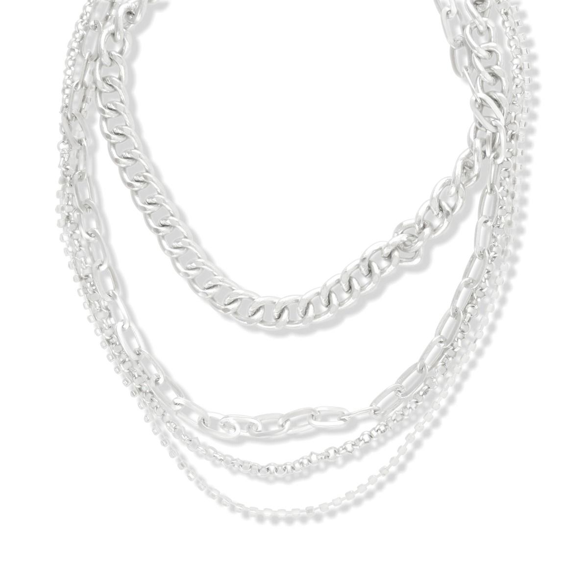 SNAZZY SILVER LAYERED NECKLACE - MyraUSA