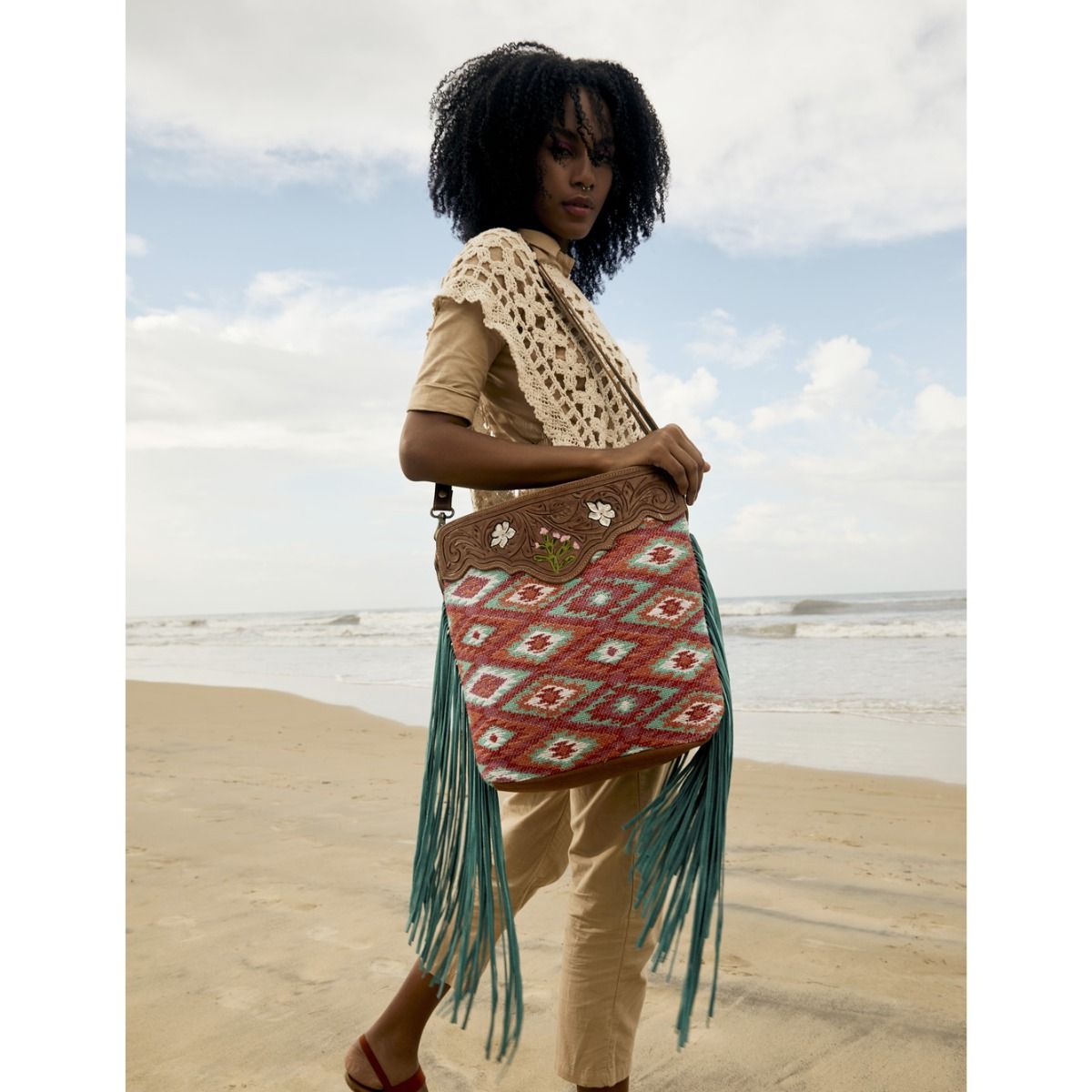 Pantone Pink Hand-Tooled Bag - MyraUSA