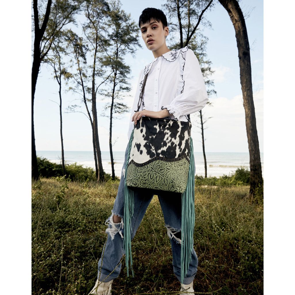 Tassles of ocean Leather & Hairon Bag - MyraUSA