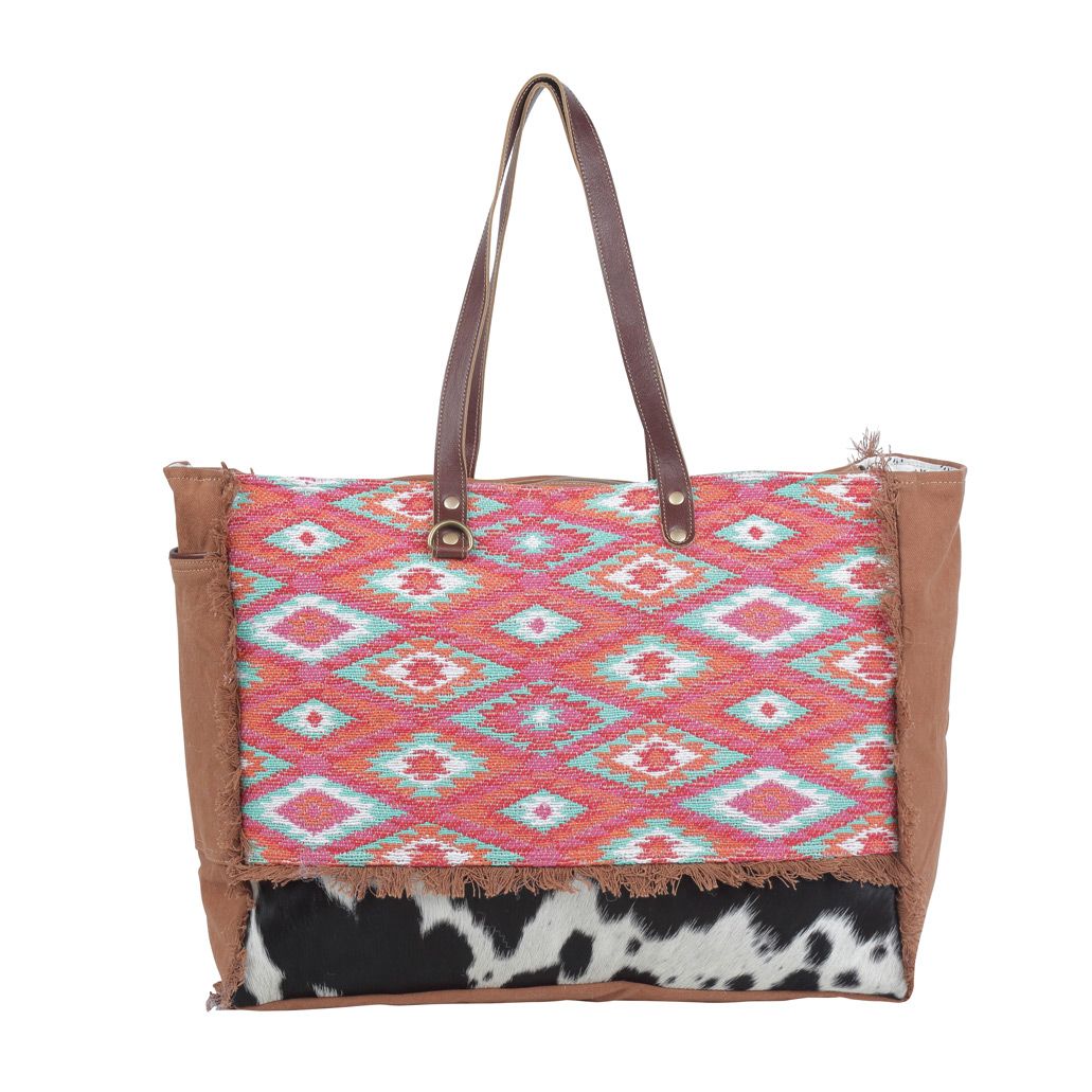 Beau Weekender Bag | Aztec Myra Bag | Aztec Cowhide Weekender Bag selling | Pink Aztec Black Cowhide Myra Bag