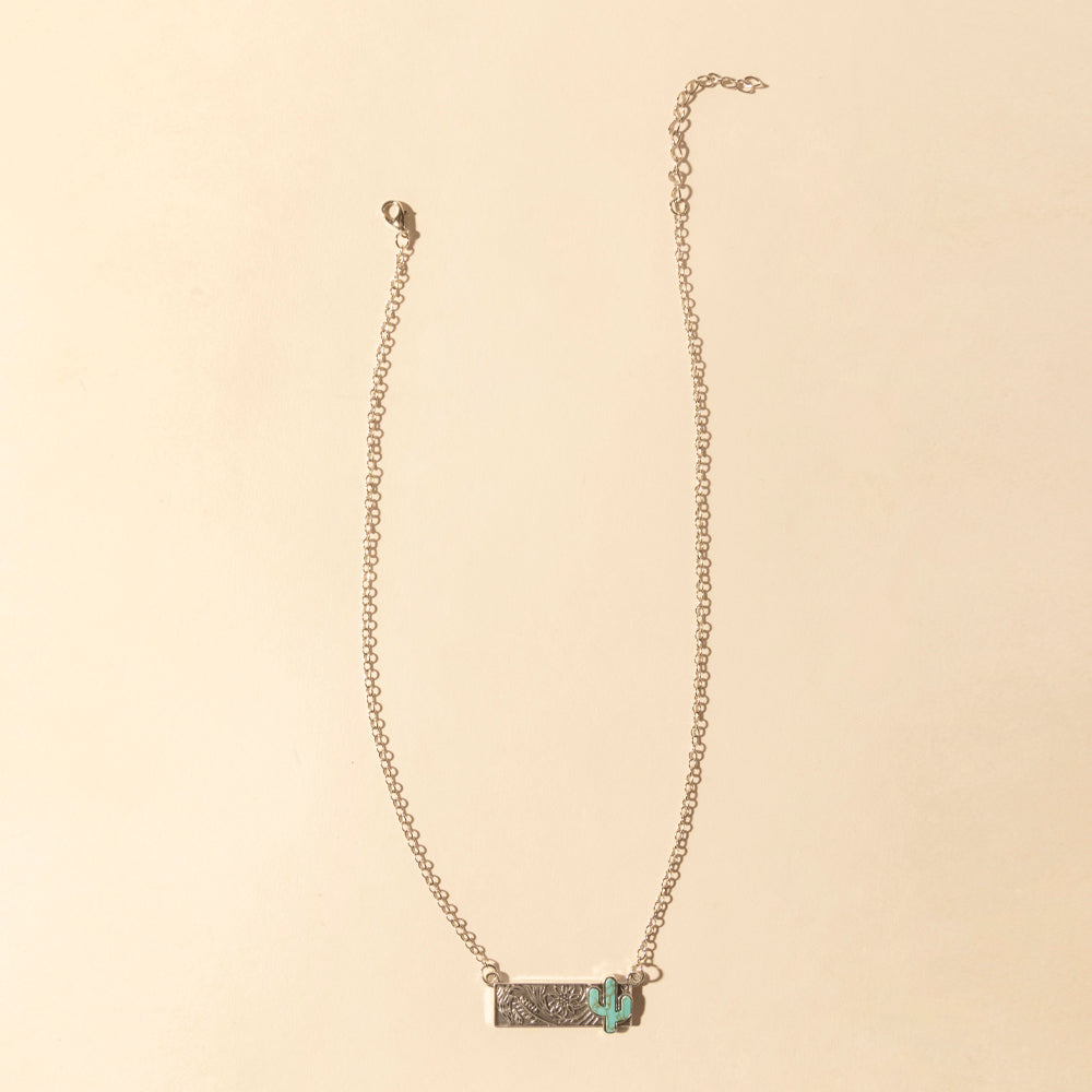 Myra Cowgirl cactus Charm Necklace for Women in Moonlit and Turquoise - Myra USA