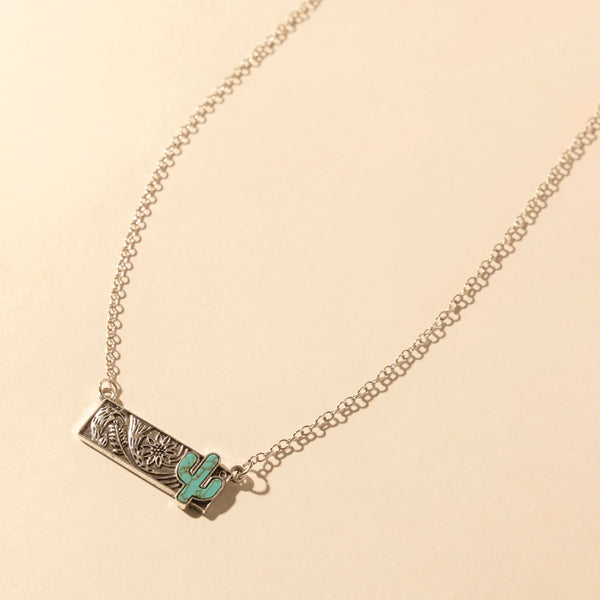 Myra Cowgirl cactus Charm Necklace for Women in Moonlit and Turquoise - Myra USA