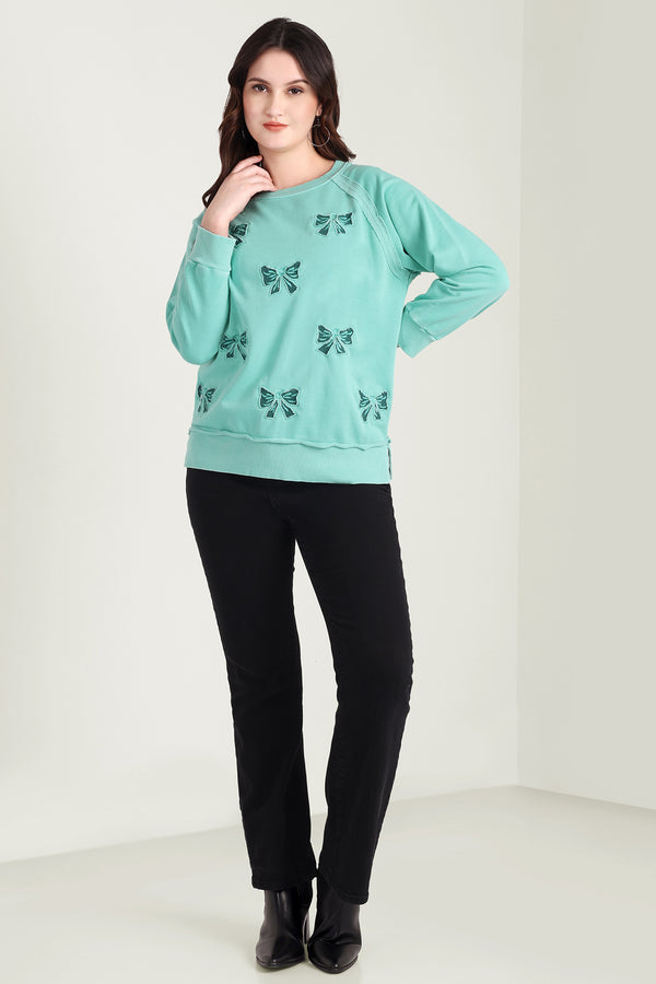 The Meadow Love Sweatshirt in Lake Green - Myra USA