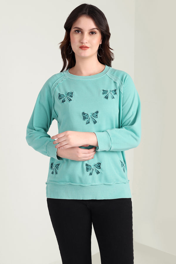 The Meadow Love Sweatshirt in Lake Green - Myra USA