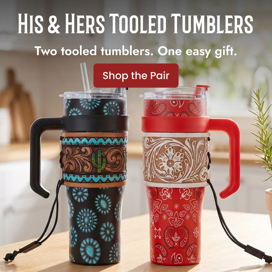 Concho & Bandana Tooled Tumbler Duo - Hero