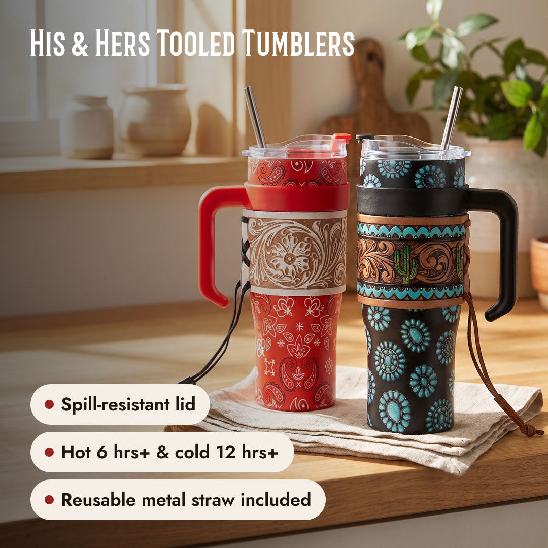 Concho & Bandana Tooled Tumbler Duo - Lifestyle