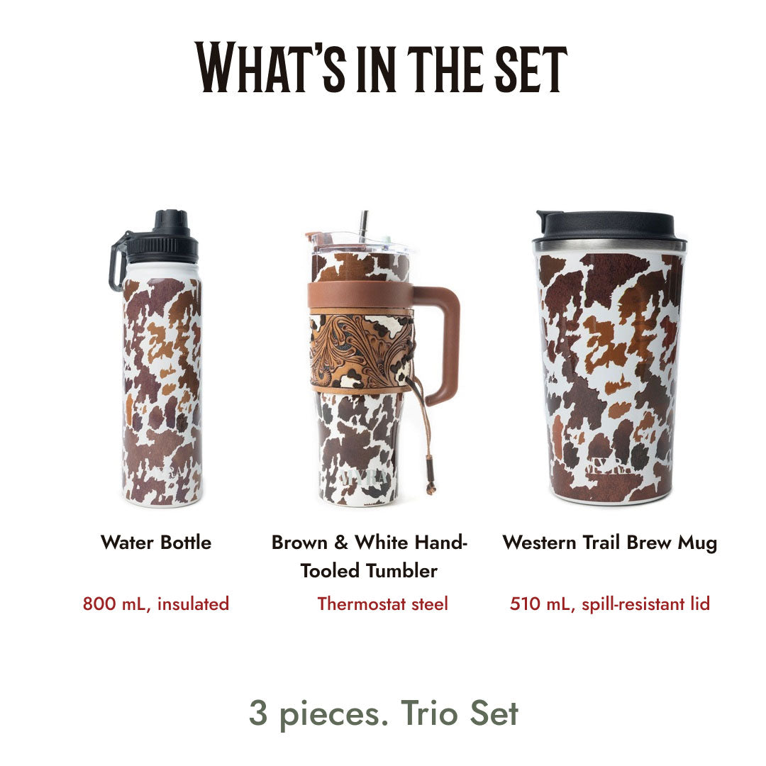 Brown Cowhide Hydration Trio - What is in the set