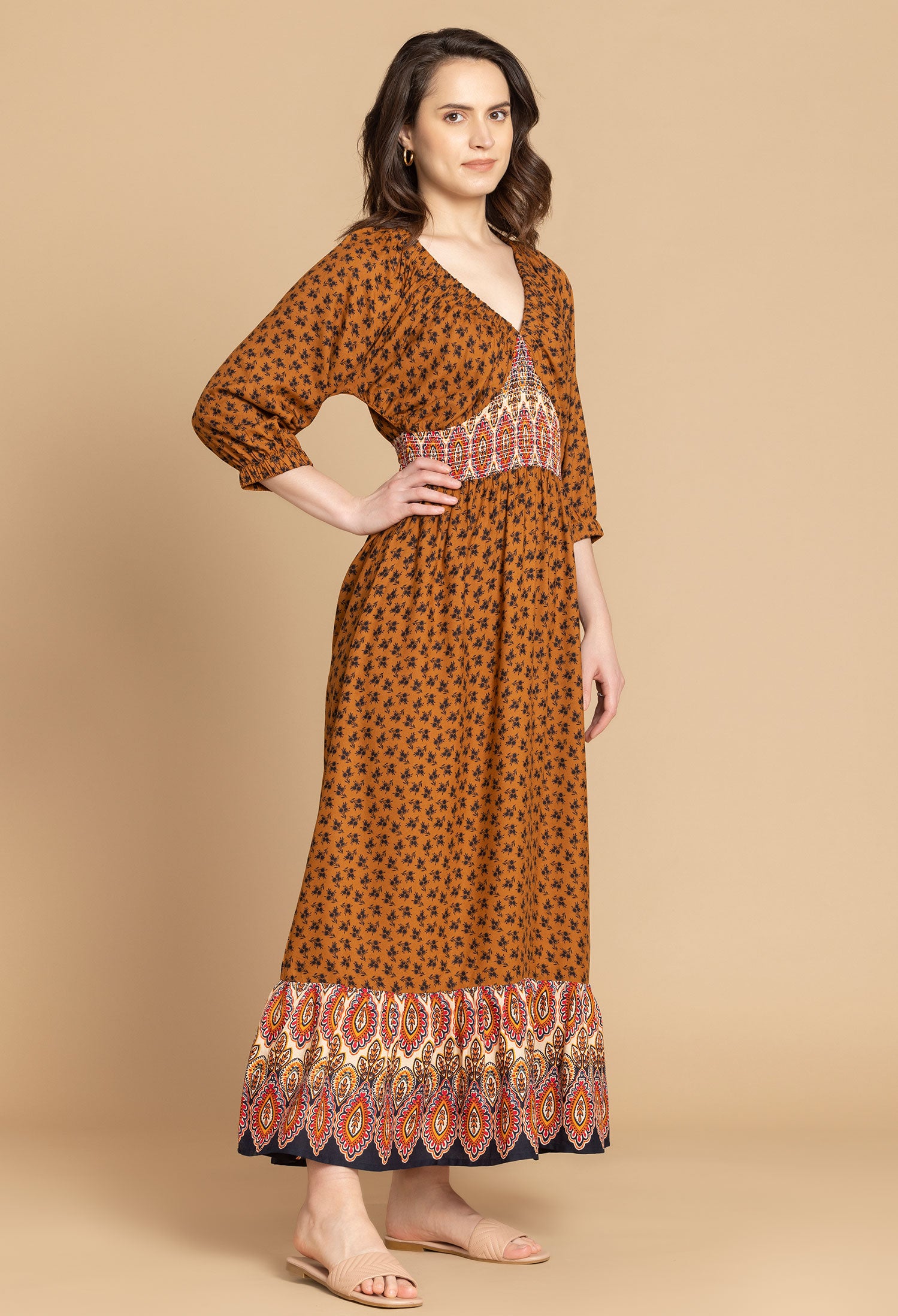 Bohera Millie V-Neck Accent Dress - Myra USA
