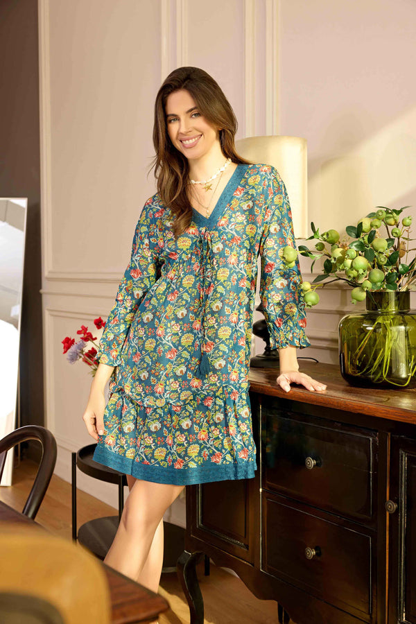 Bohera Gloria V-Neck Drop Waist Dress - Myra USA