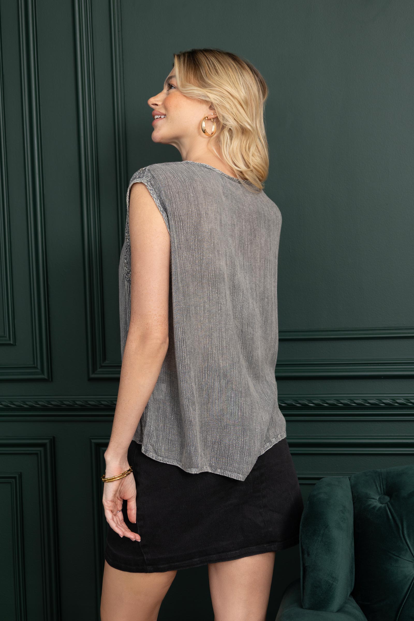 Bohera Arya Embroidered Washed Top - Myra USA