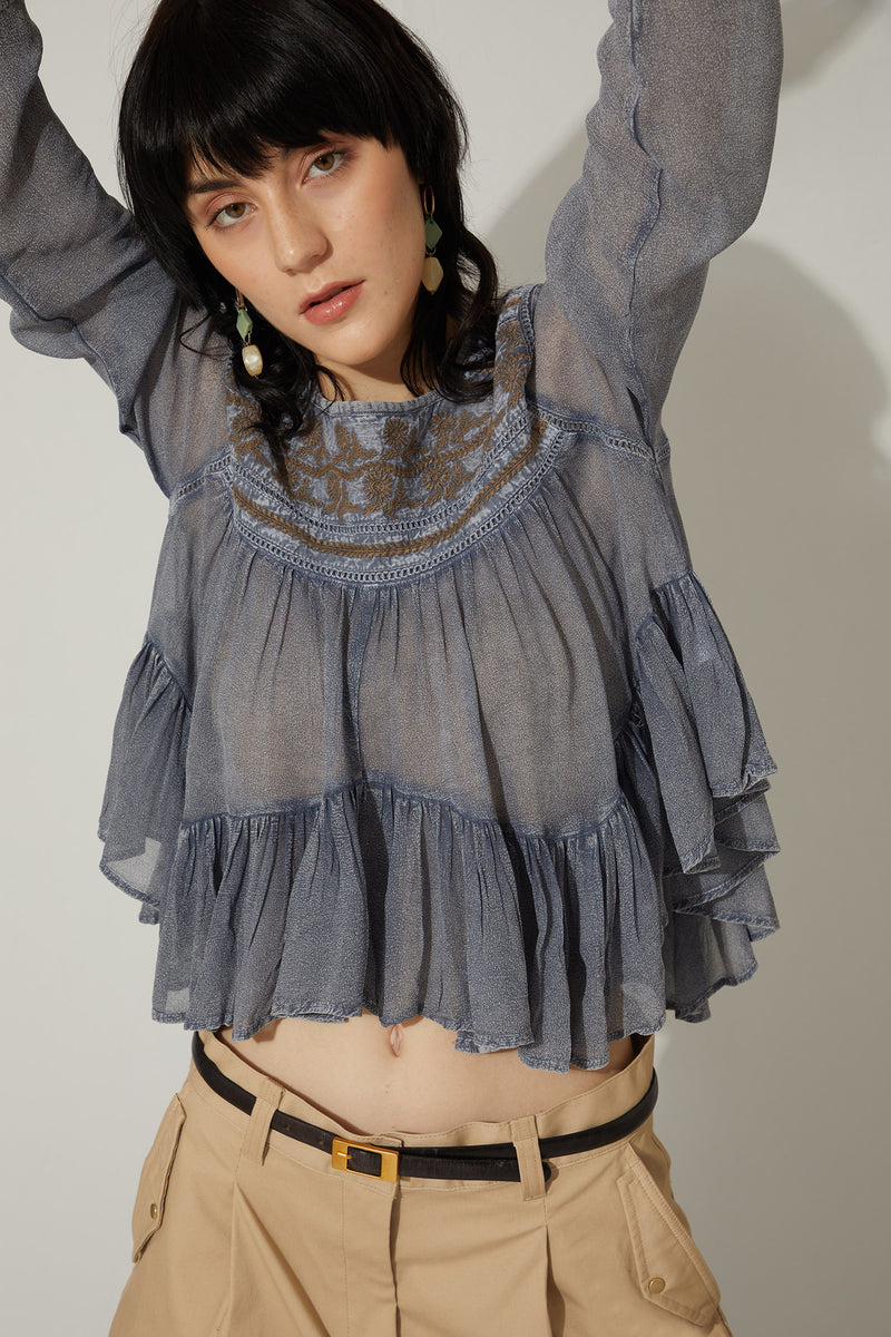 Bohera Moana Embroidered Washed TOP