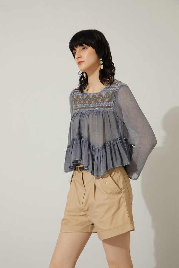 Bohera Moana Embroidered Washed TOP