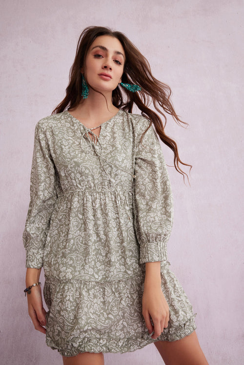 Bohera Fiona Lynne Full Sleeve Baby Doll Dress - Myra USA