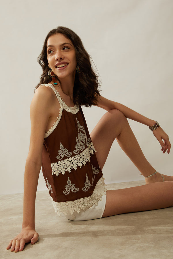 Bohera Anaelle Lace Accent Top