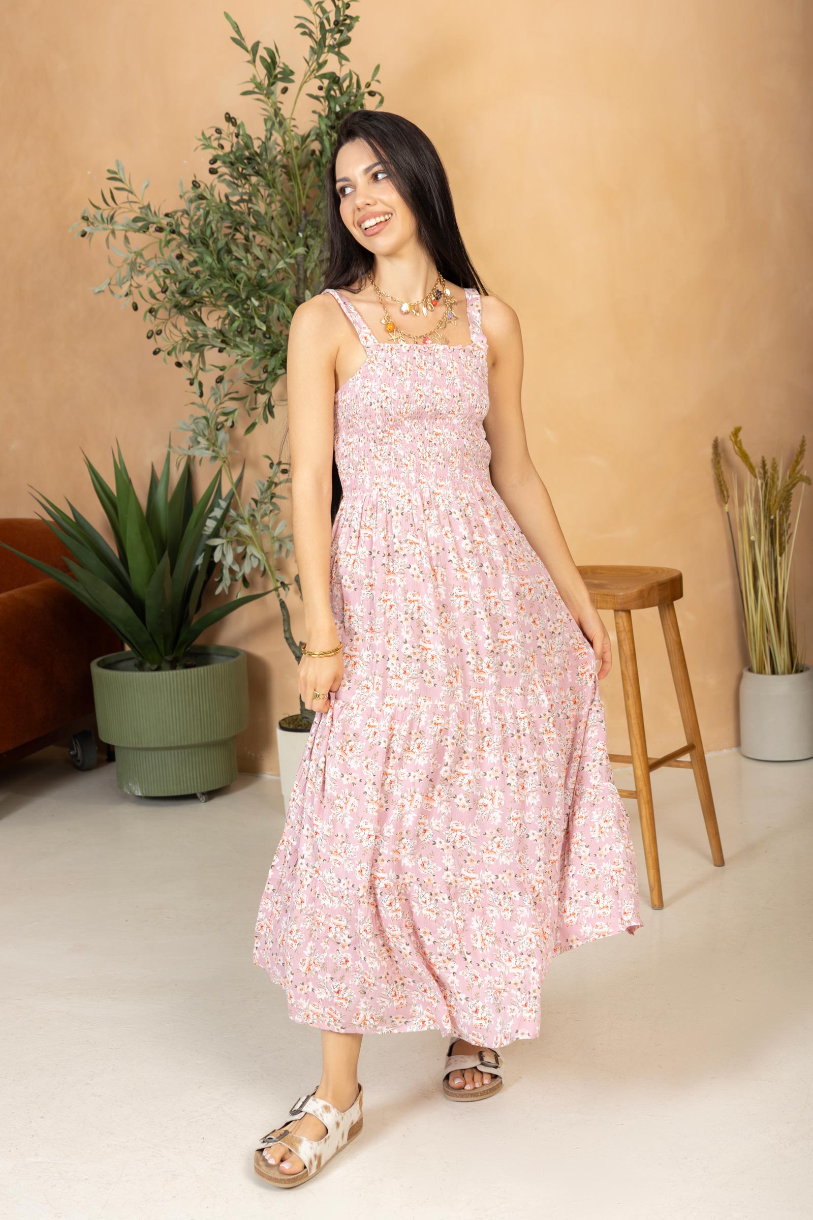Bohera Juleebee Smocking Dress in Pink - Myra USA