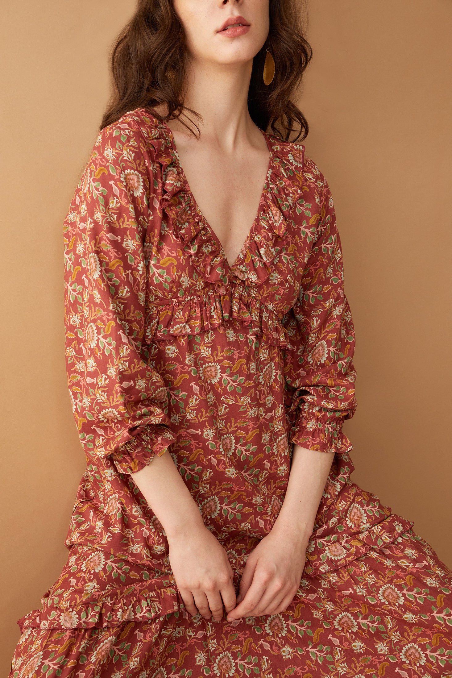 Bohera  Camille V-Neck Ruffle Dress - Myra USA