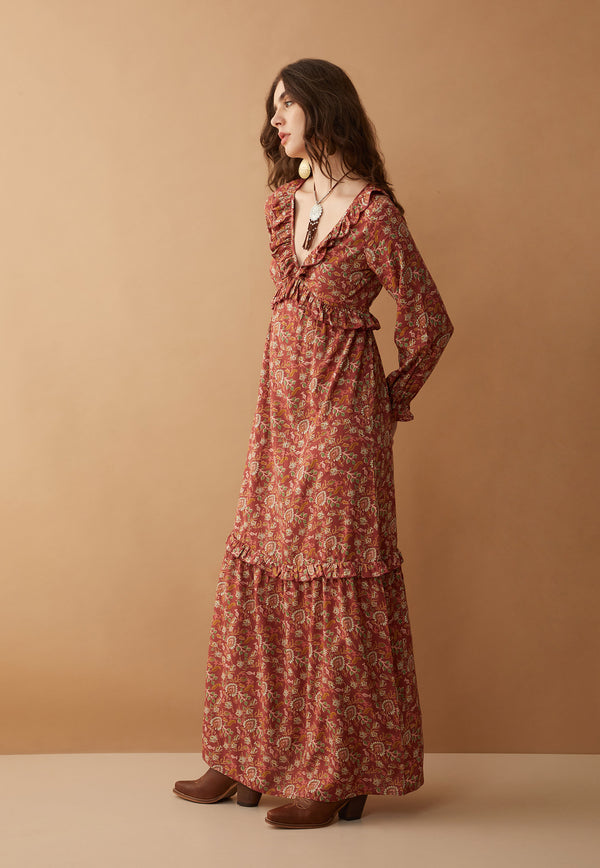 Bohera  Camille V-Neck Ruffle Dress - Myra USA