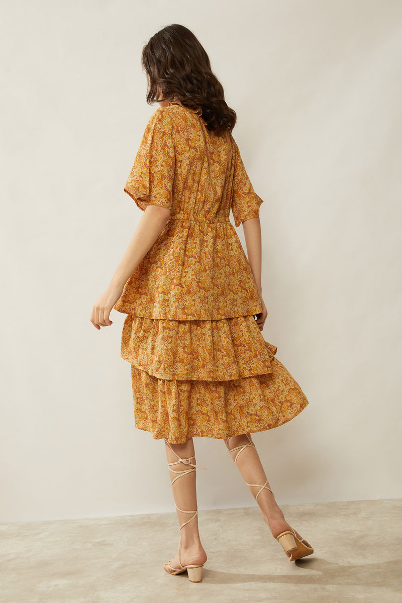 Bohera  Deanna Ruffled Neck Drop Waist Dress