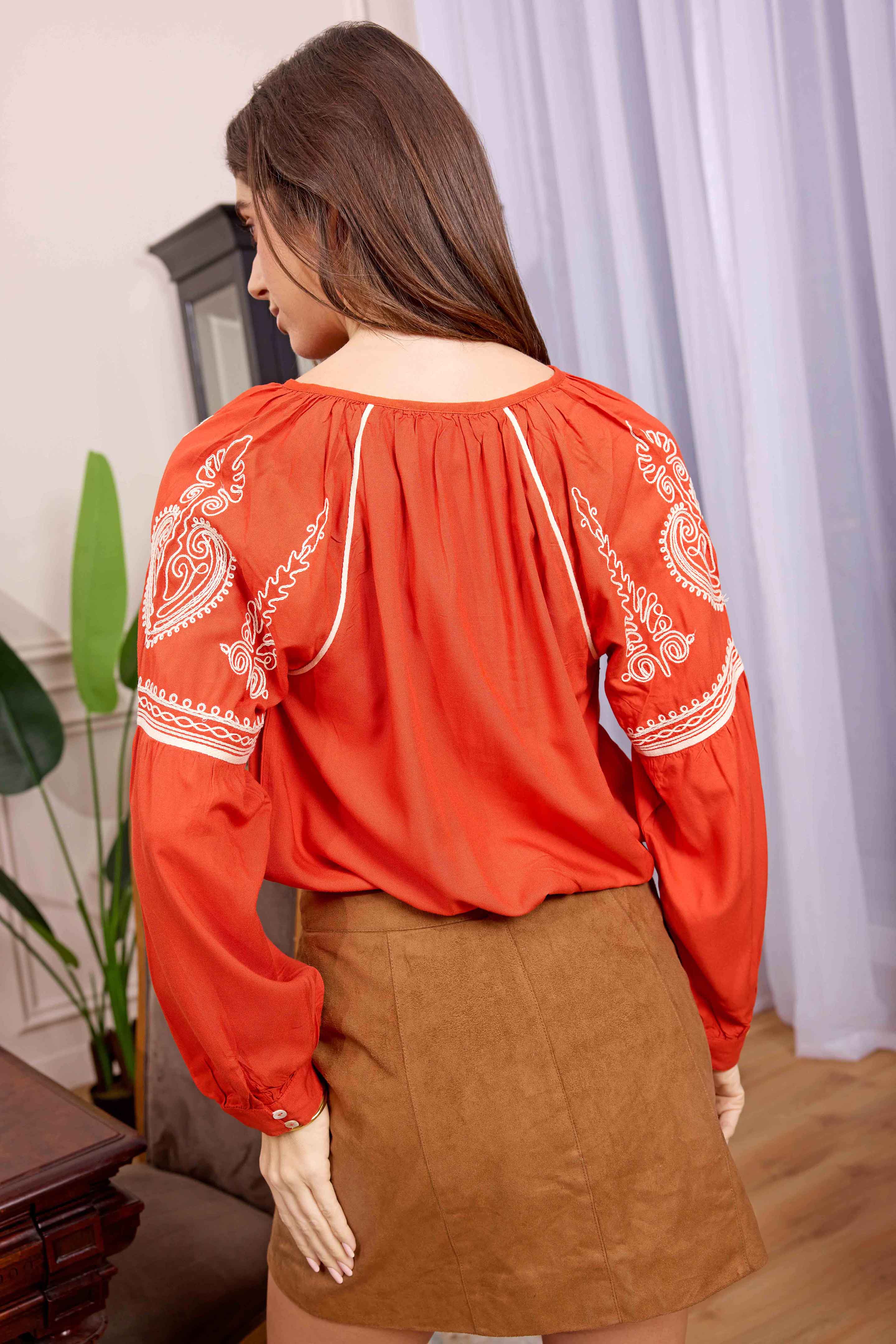 Bohera  Pauline Embroidered Accent Top