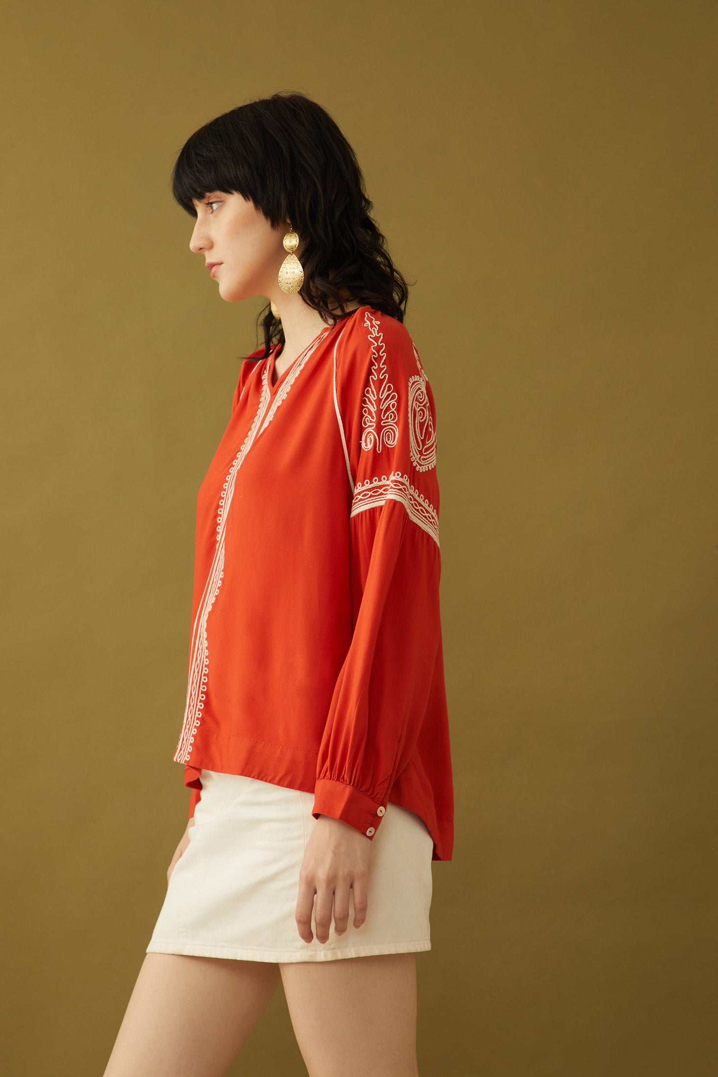 Bohera  Pauline Embroidered Accent Top - Myra USA