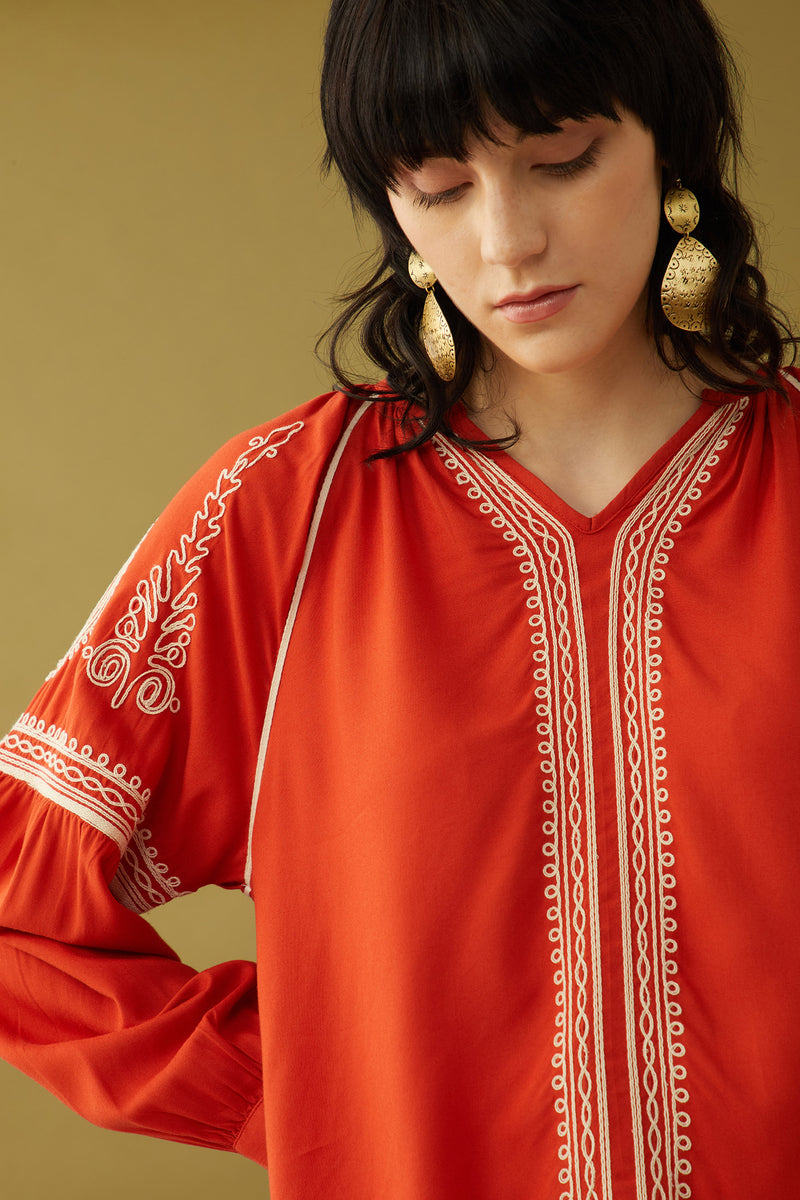 Bohera  Pauline Embroidered Accent Top