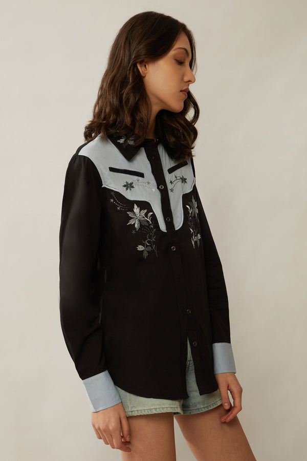 Bohera Sheela Western-Inspired Yoke Embroidered Shirt - Myra USA