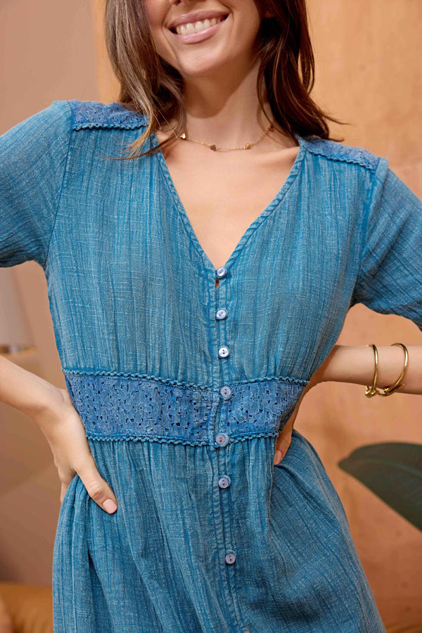 Bohera Jenny Lore Blue Washed Effect Dress - Myra USA