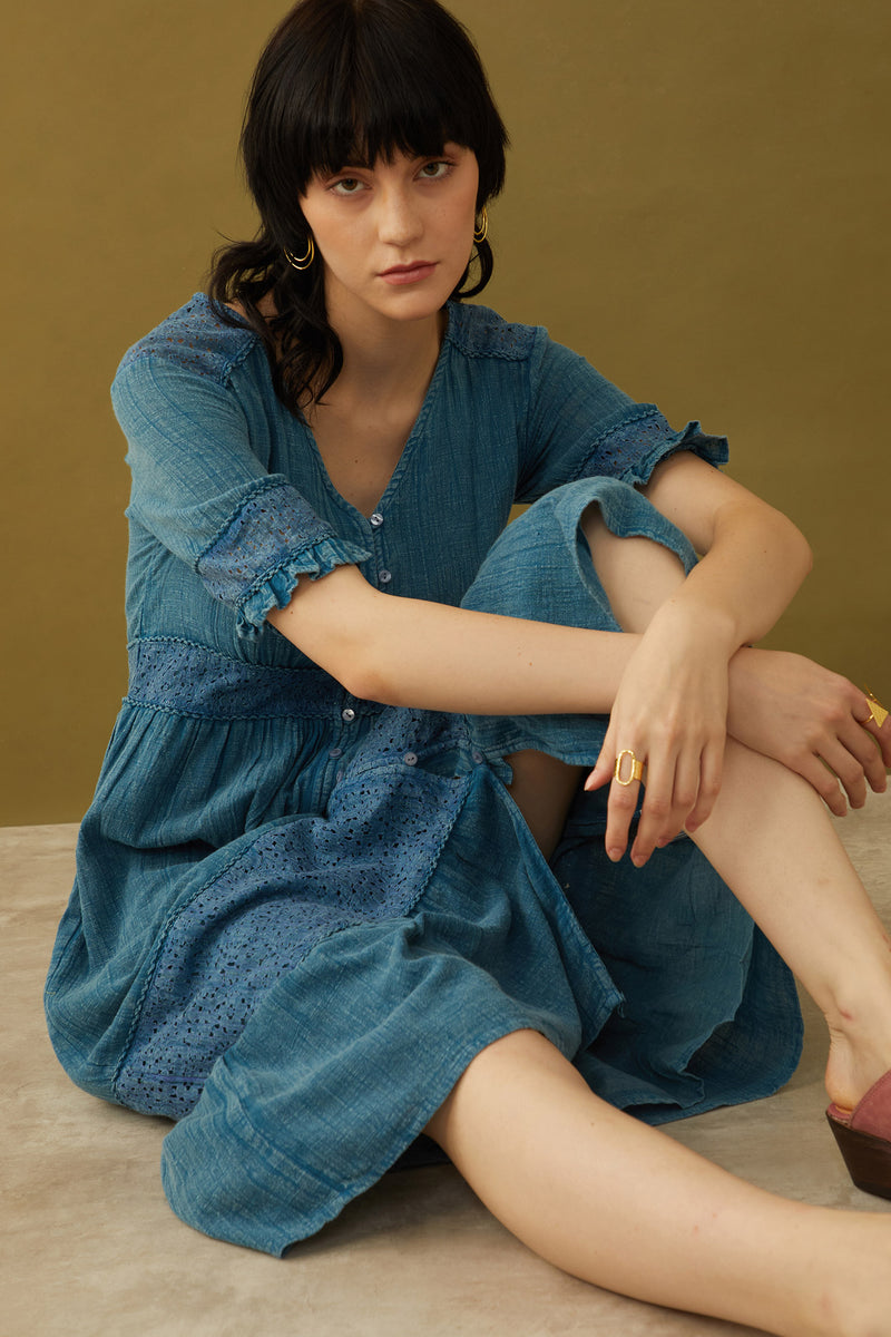 Bohera Jenny Lore Blue Washed Effect Dress