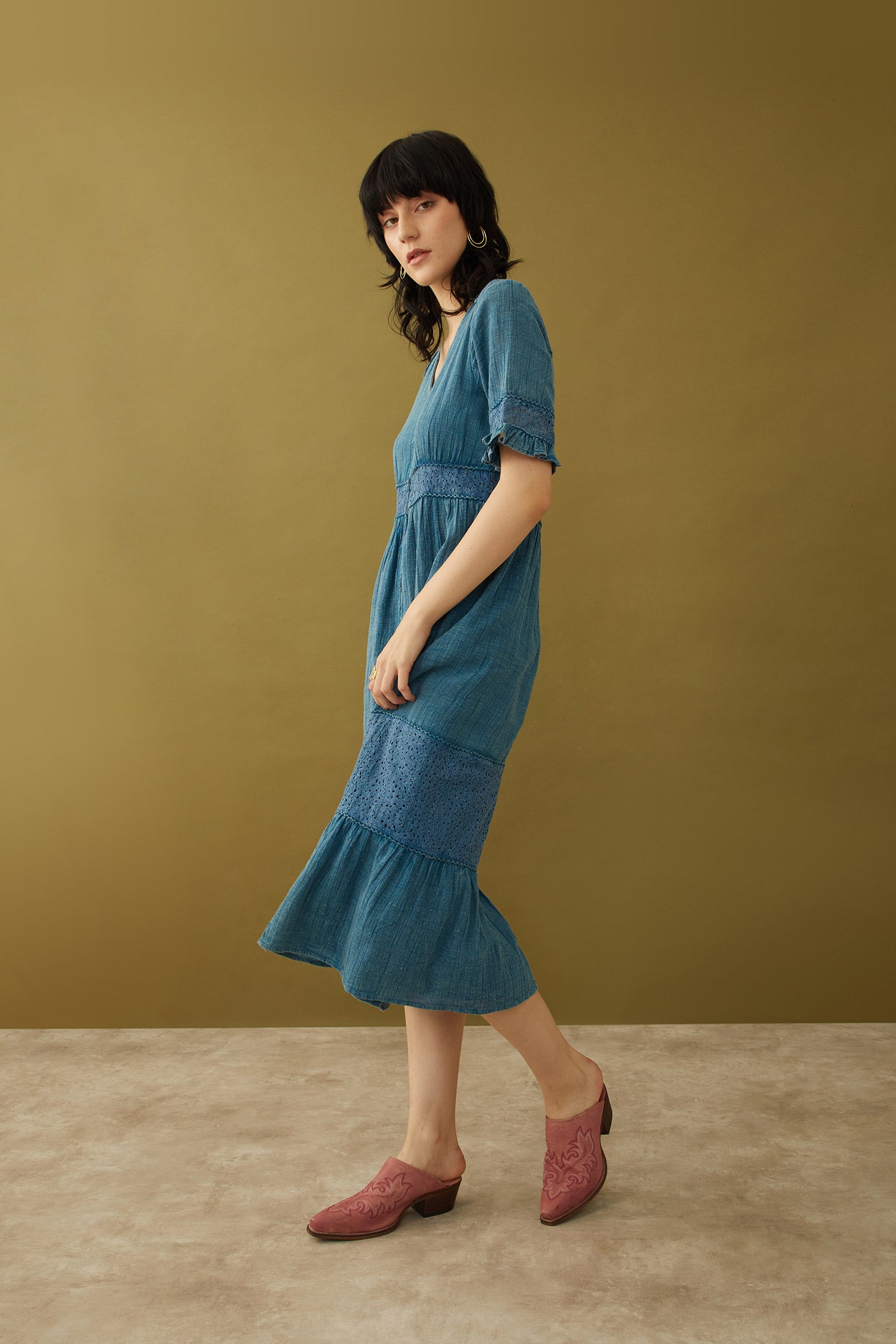 Bohera Jenny Lore Blue Washed Effect Dress - Myra USA