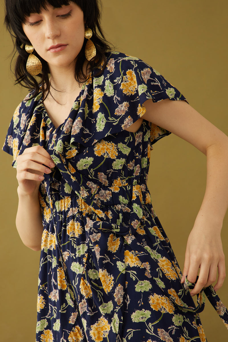 Bohera Marjorie Mellum Wrap-Over Floral Print Dress