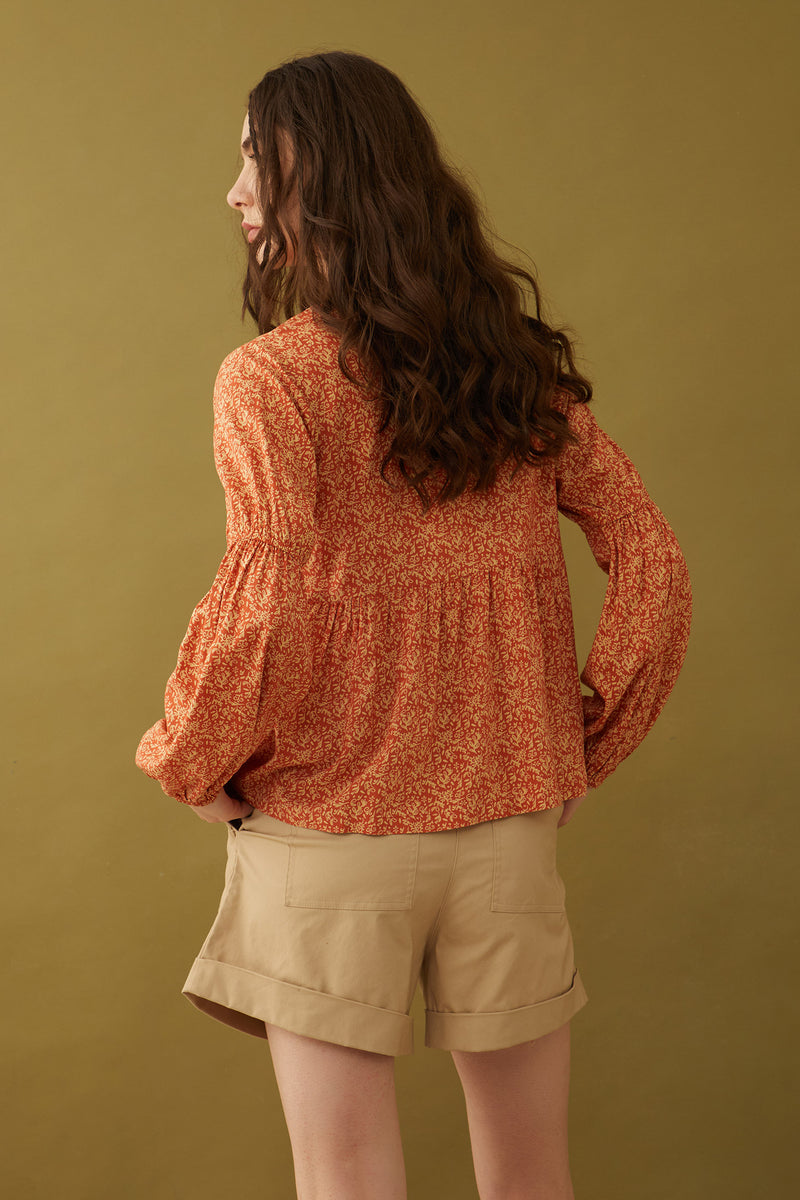 Bohera Naranja Button-down Top