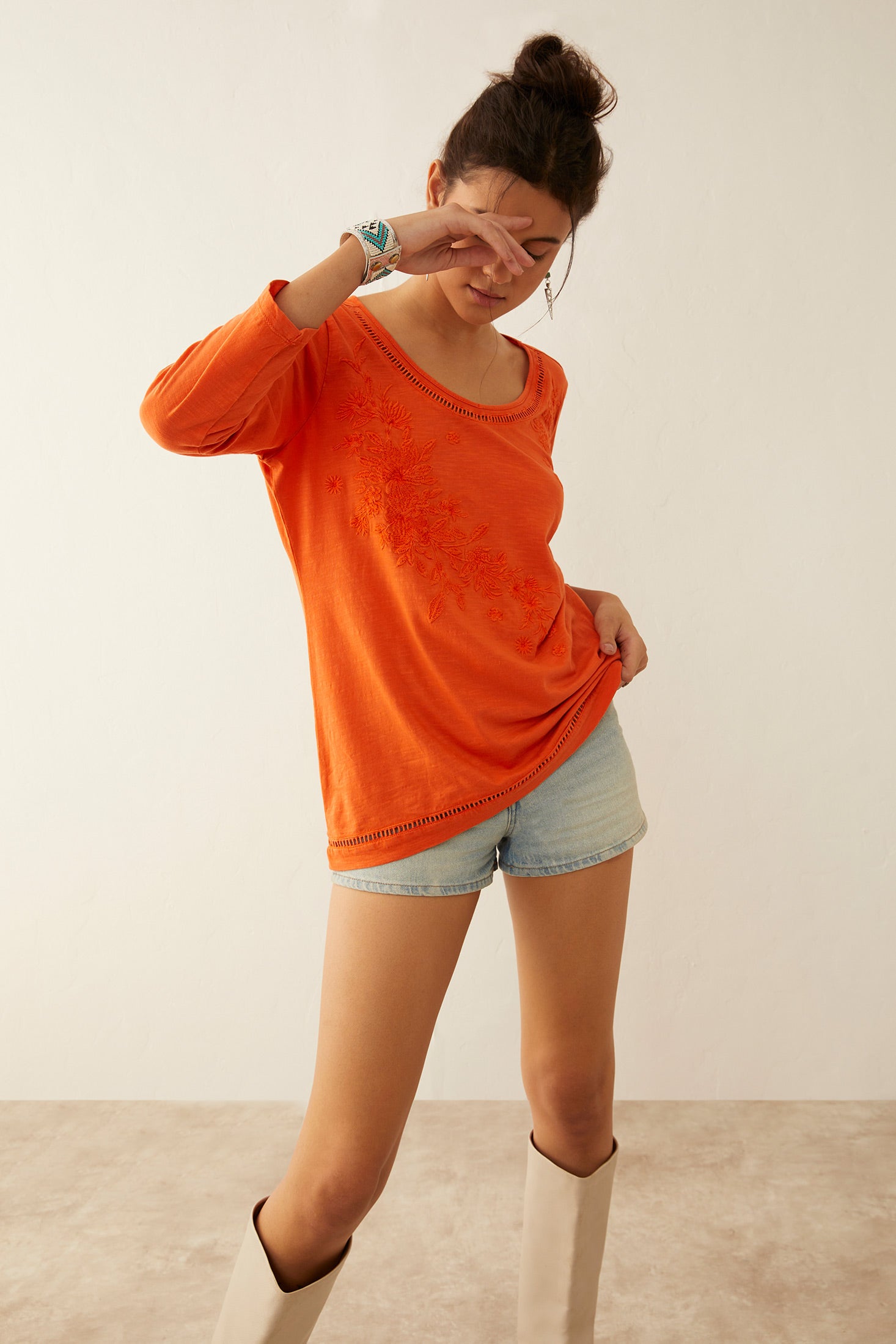 Glorydale Top In Orange - Myra USA