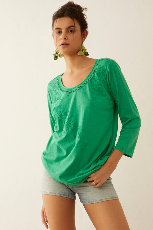 Glorydale Top In Green - Myra USA