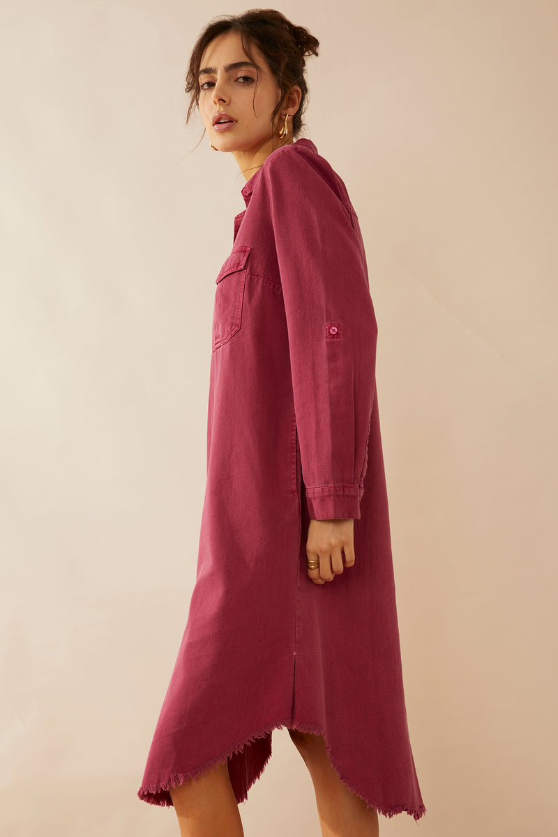 Jaipena Shirt Dress In Magenta