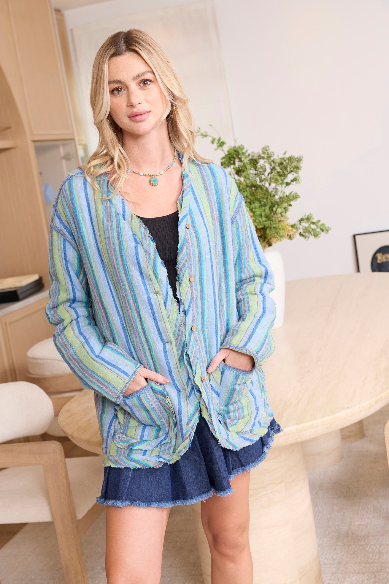Earlene Striped Button Top - Myra USA