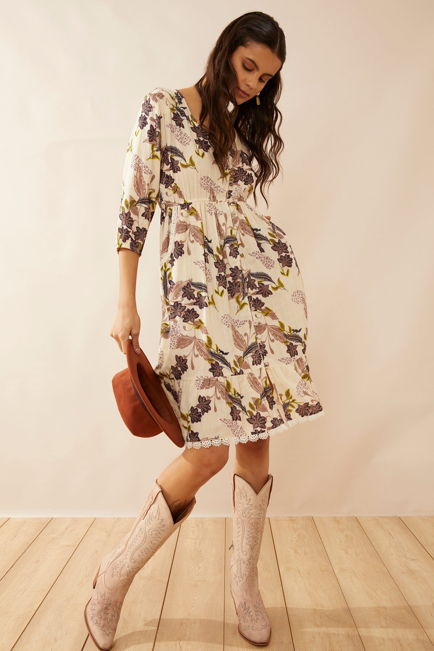 Gracie V-Neck Drop Waist Dress - Myra USA