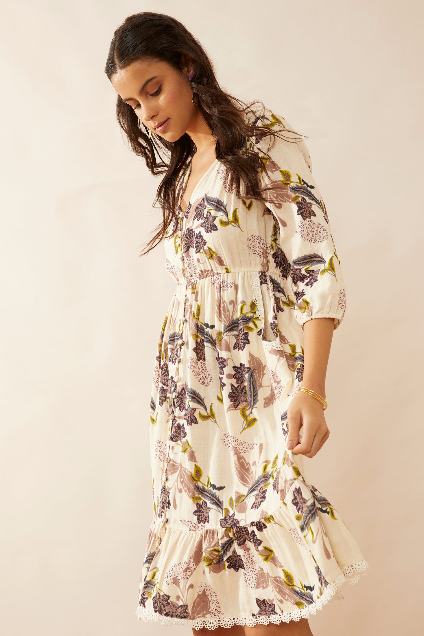 Gracie V-Neck Drop Waist Dress - Myra USA
