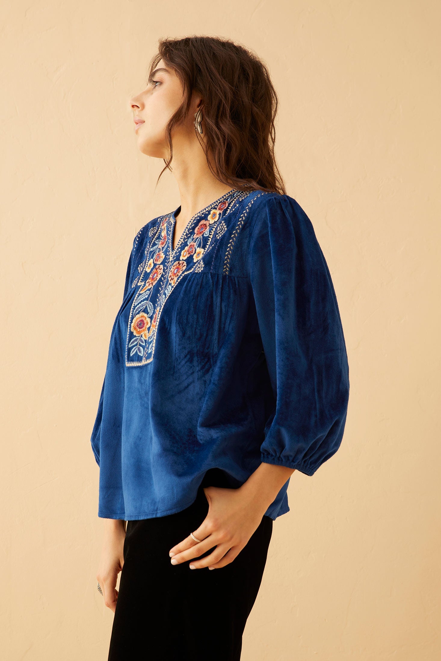 Juliana Azure Embroidered Top - Myra USA