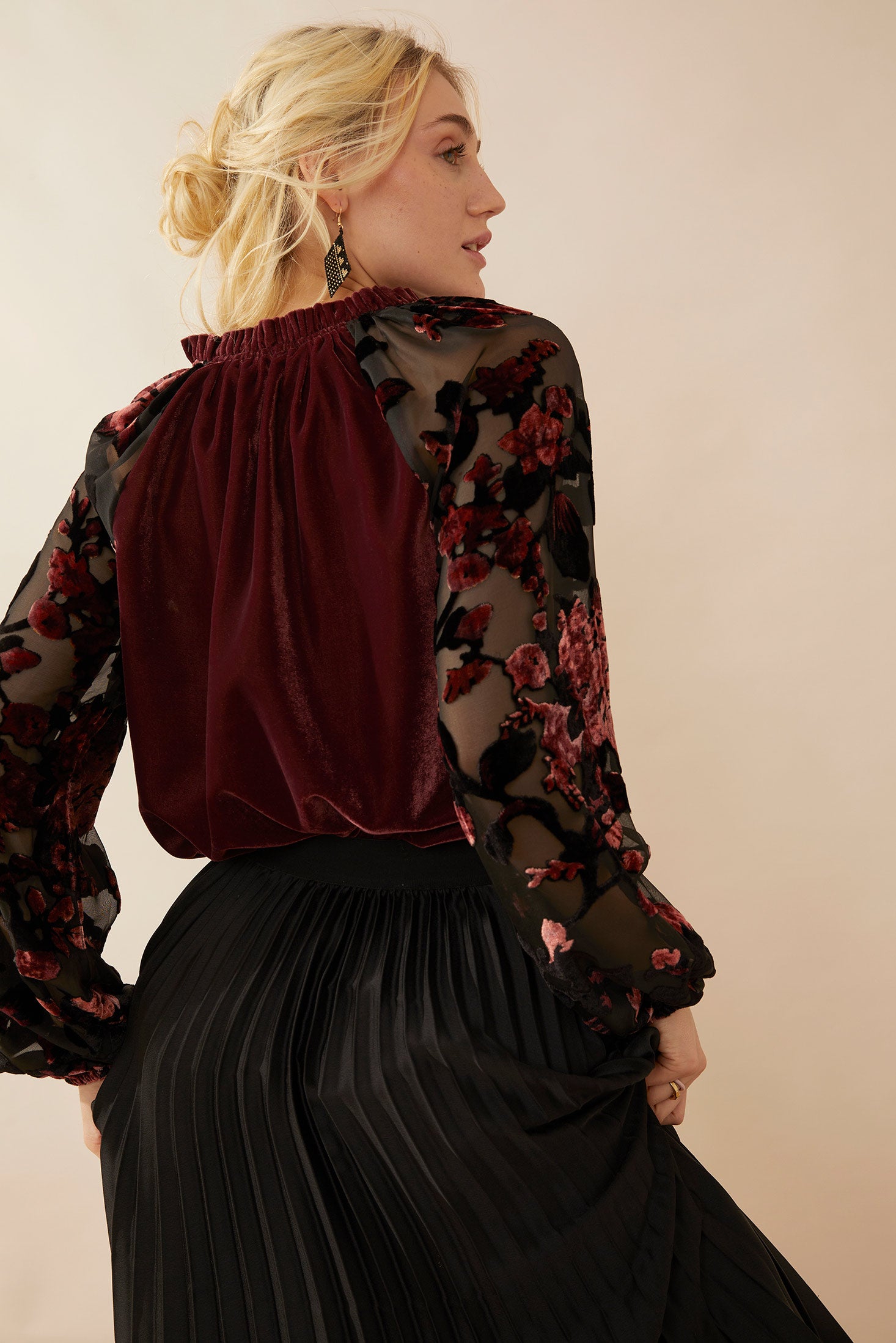 Marthia Velvet V-Neck Top - Myra USA