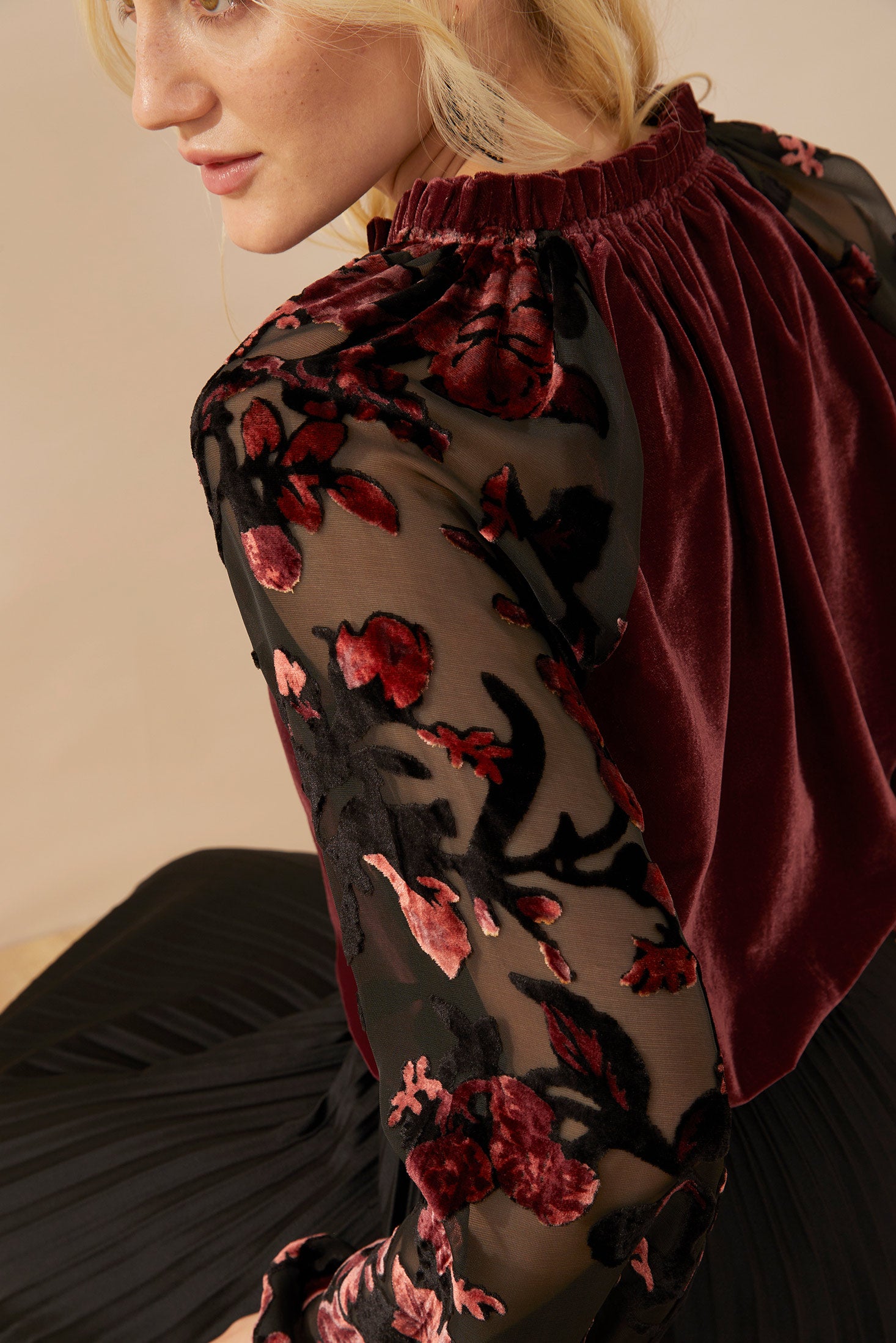 Marthia Velvet V-Neck Top - Myra USA