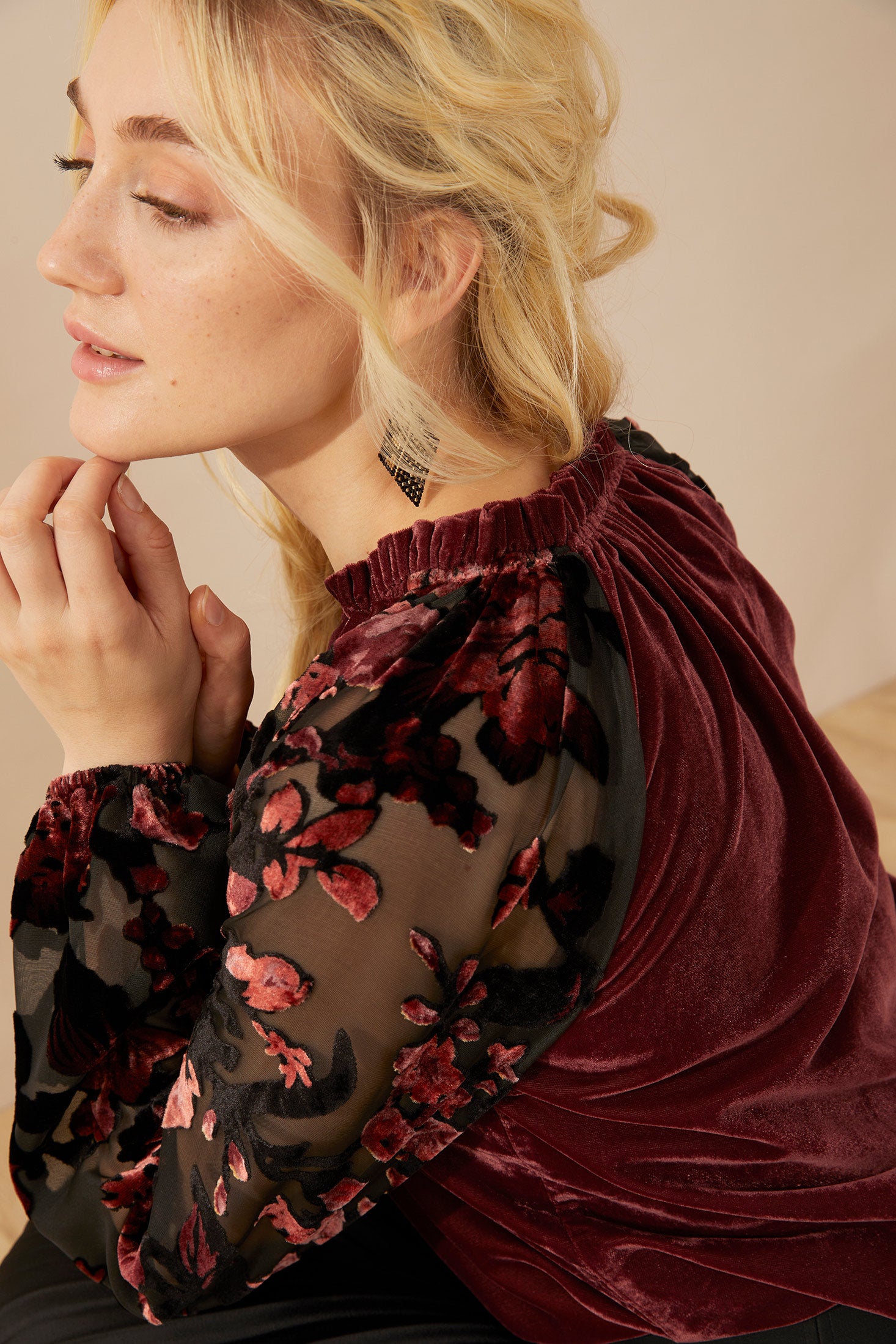 Marthia Velvet V-Neck Top - Myra USA